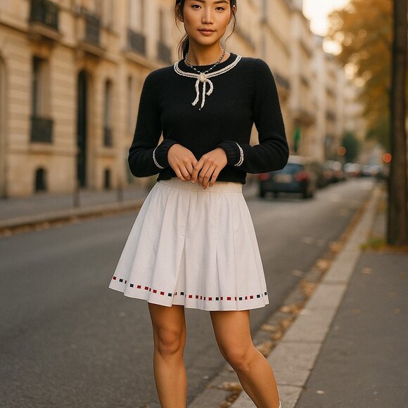 VINTAGE 80s White Pleated Tennis Skirt S LILLYS BEVERLY HILLS Mini Coquette - Picture 1 of 13